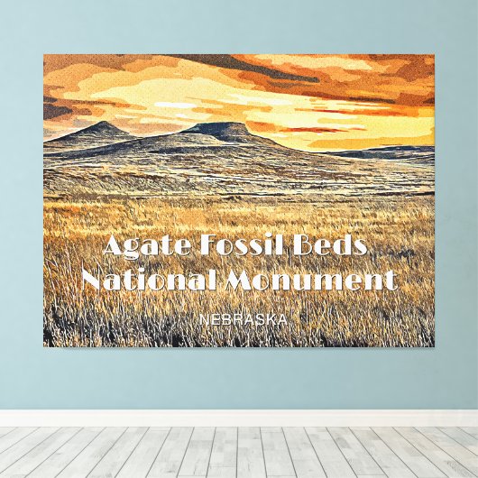 Nationaal monument voor Agate Fossil Beds Canvas Afdruk (Insitu (Houten vloer))