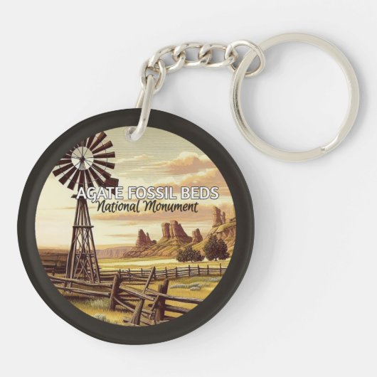 Nationaal monument voor Agate Fossil Beds Sleutelhanger (Achterkant)