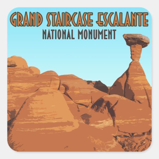 Nationaal monument voor Grand Staircase Escalante Vierkante Sticker (Voorkant)
