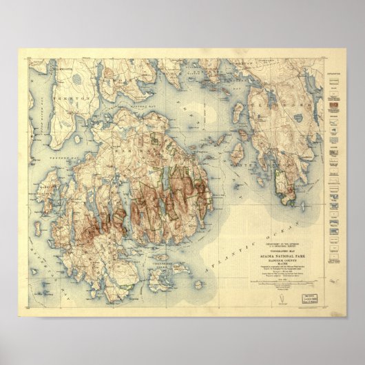 Nationaal park Acadia 1931 Topografische kaart Poster (Voorkant)