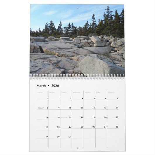 Nationaal park Acadia Kalender (Mar 2026)