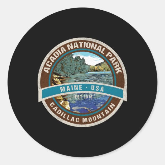 Nationaal park Acadia Maine Cadillac Mountain Ronde Sticker (Voorkant)