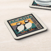 Nationaal park Acadia, Maine | Puffins Bier Onderzetter (Linkerzijde)