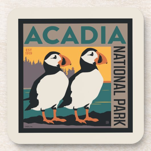 Nationaal park Acadia, Maine | Puffins Bier Onderzetter (Voorkant)