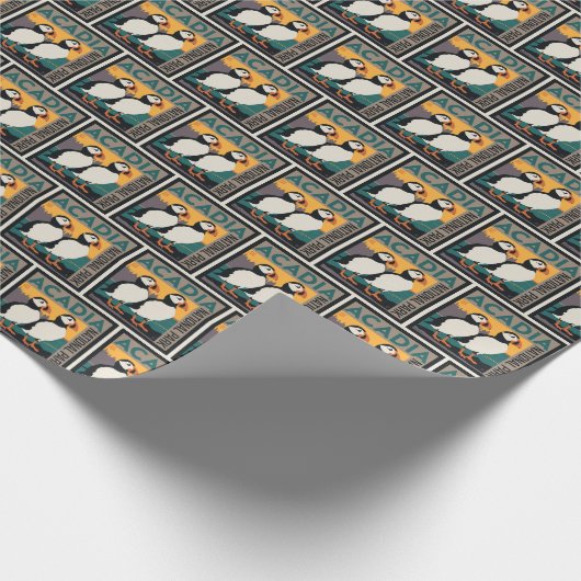 Nationaal park Acadia, Maine | Puffins Cadeaupapier (Hoek)