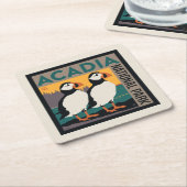 Nationaal park Acadia, Maine | Puffins Kartonnen Onderzetters (Schuin)