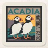 Nationaal park Acadia, Maine | Puffins Kartonnen Onderzetters (Voorkant)