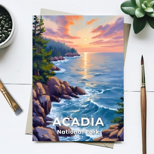 Nationaal park Acadia | Maine Schilderen Reiskunst Briefkaart