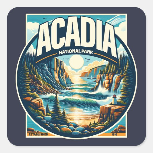 Nationaal park Acadia Maine Vierkante Sticker (Voorkant)