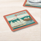 Nationaal park Acadia, Maine | Zeilboot & walvis Kartonnen Onderzetters (Schuin)