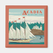 Nationaal park Acadia, Maine | Zeilboot & walvis Magneet (Voorkant)