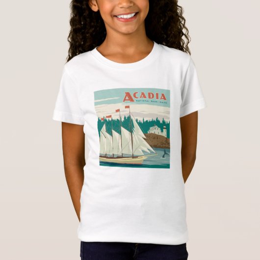 Nationaal park Acadia, Maine | Zeilboot & walvis T-shirt (Voorkant)