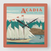 Nationaal park Acadia, Maine | Zeilboot & walvis Vierkante Klok (Voorkant)