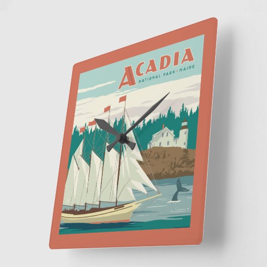 Nationaal park Acadia, Maine | Zeilboot & walvis Vierkante Klok (Hoek)