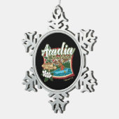 NATIONAAL PARK ACADIA MOOSE IN CANOE HOLIDAY TIN SNEEUWVLOK ORNAMENT (Rechts)