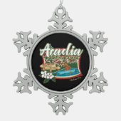 NATIONAAL PARK ACADIA MOOSE IN CANOE HOLIDAY TIN SNEEUWVLOK ORNAMENT (Voorkant)