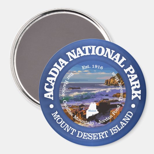 Nationaal park Acadia (rd)2 Magneet (Voorkant / Achterkant)