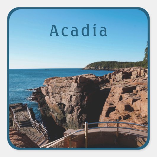 Nationaal park Acadia Thunder Hole Maine Vierkante Sticker (Voorkant)
