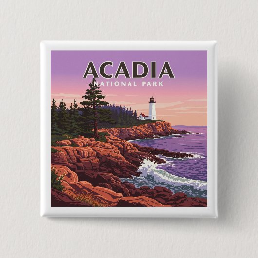 Nationaal Park Acadia Vierkante Button 5,1 Cm (Voorkant)