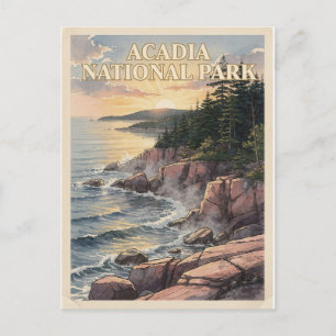 Nationaal park Acadia Vintage Reizen langs de Kust Briefkaart