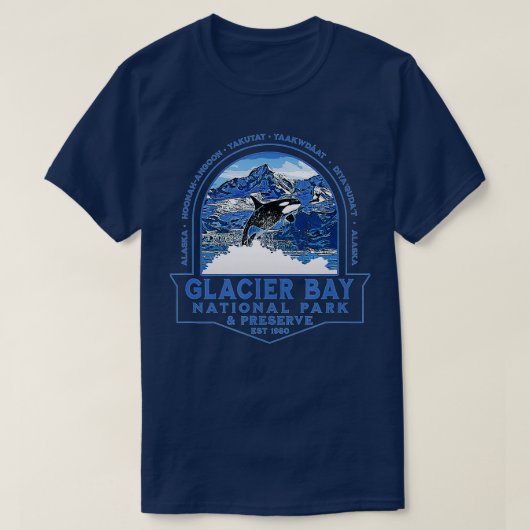 Nationaal park Alaska Orca in de Golf van Glacier T-shirt (Design voorkant)