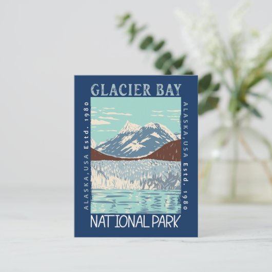Nationaal Park Alaska Retro Glacier Briefkaart (Staand voorkant)