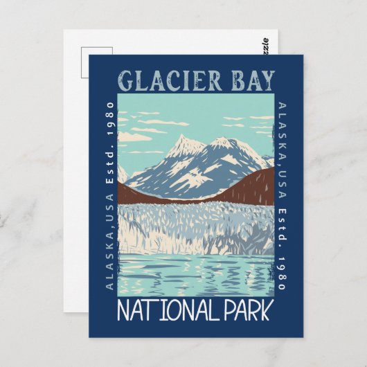 Nationaal Park Alaska Retro Glacier Briefkaart (Voorkant / Achterkant)