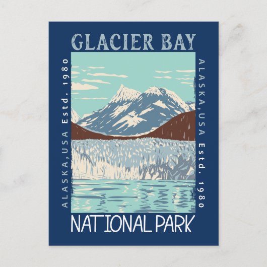 Nationaal Park Alaska Retro Glacier Briefkaart (Voorkant)