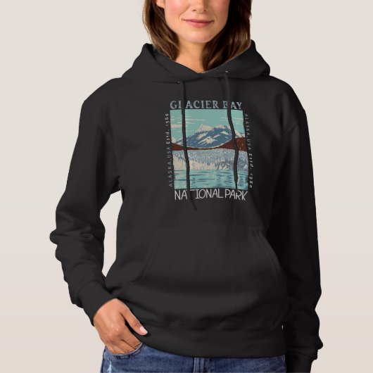Nationaal Park Alaska Retro Glacier Hoodie (Voorkant)