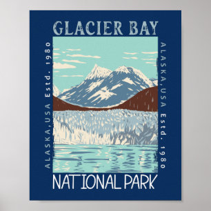 Nationaal Park Alaska Retro Glacier Poster