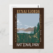 Nationaal park Alaska Retro in Kenai Fjords Briefkaart (Voorkant / Achterkant)