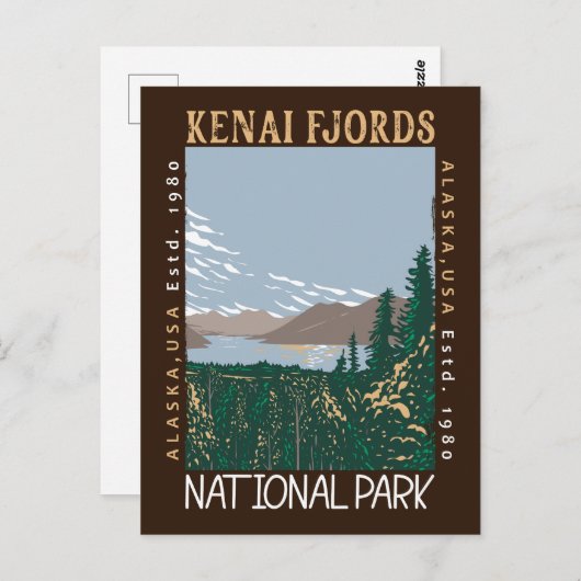 Nationaal park Alaska Retro in Kenai Fjords Briefkaart (Voorkant / Achterkant)