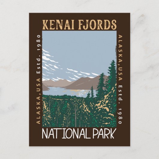 Nationaal park Alaska Retro in Kenai Fjords Briefkaart (Voorkant)