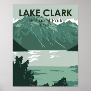 Nationaal park Alaska Vintage Lake Clark Poster