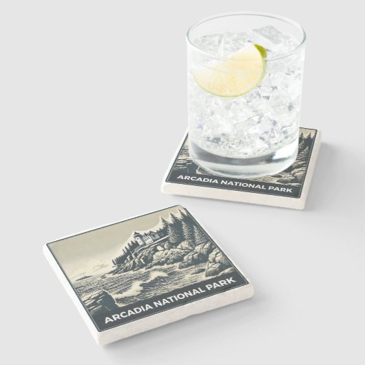 Nationaal park Arcadia Stenen Onderzetter (Zijkant)