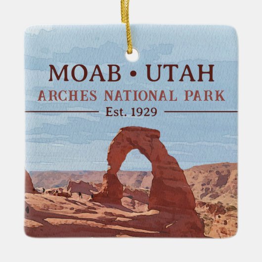 Nationaal park Arch Moab Utah in waterverf Keramisch Ornament (Voorkant)