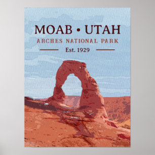 Nationaal park Arch Moab Utah in waterverf Poster