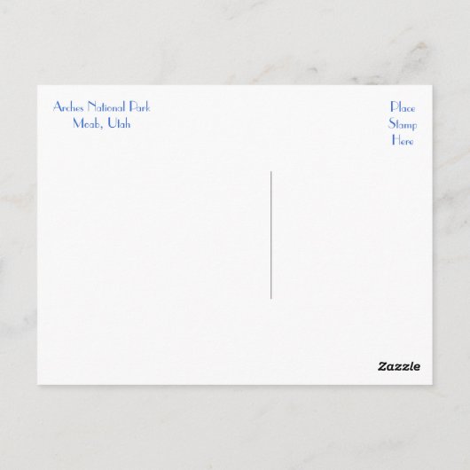 Nationaal park Arches, Briefkaart Moab Utah (Achterkant)