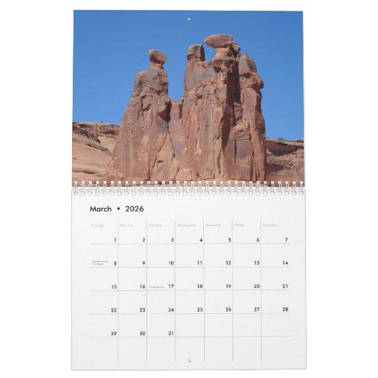 Nationaal park Arches Kalender (Mar 2026)