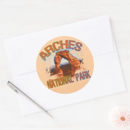 Nationaal park Arches Ronde Sticker (Envelop)