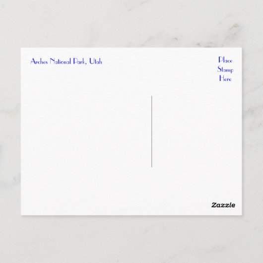 Nationaal park Arches, Utah Briefkaart (Achterkant)