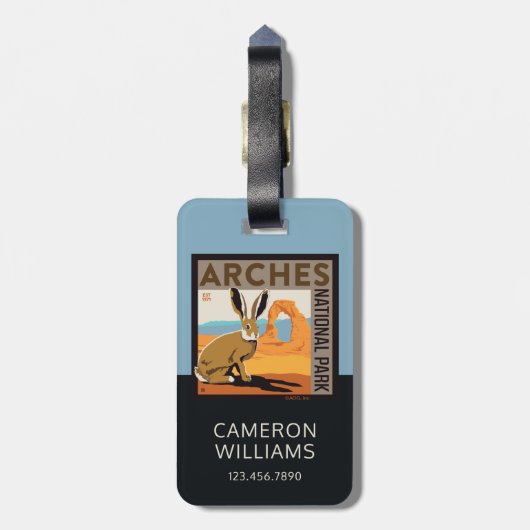 Nationaal park Arches, Utah | Jackrabbit Bagagelabel (Achterkant verticaal)