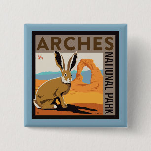 Nationaal park Arches, Utah Jackrabbit Vierkante Button 5,1 Cm
