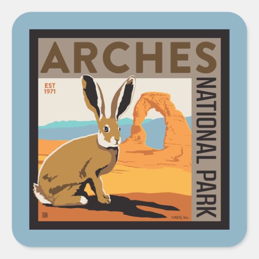 Nationaal park Arches, Utah | Jackrabbit Vierkante Sticker (Voorkant)