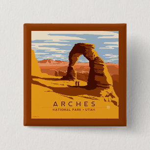 Nationaal park Arches Utah Vierkante Button 5,1 Cm