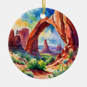 Nationaal park Arches - Waterverf van Utah Keramisch Ornament