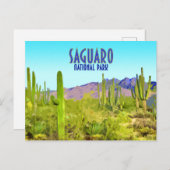Nationaal Park Arizona Cactus Vintage Briefkaart (Voorkant / Achterkant)