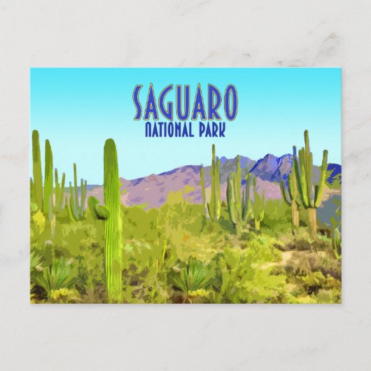 Nationaal Park Arizona Cactus Vintage Briefkaart (Voorkant)