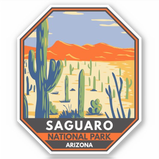 Nationaal Park Arizona Giant Cactus  Sticker (Voorkant)