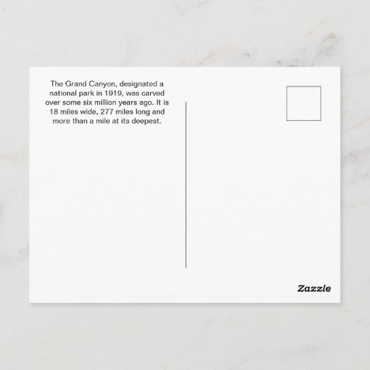 Nationaal park Arizona Grand Canyon Briefkaart (Achterkant)